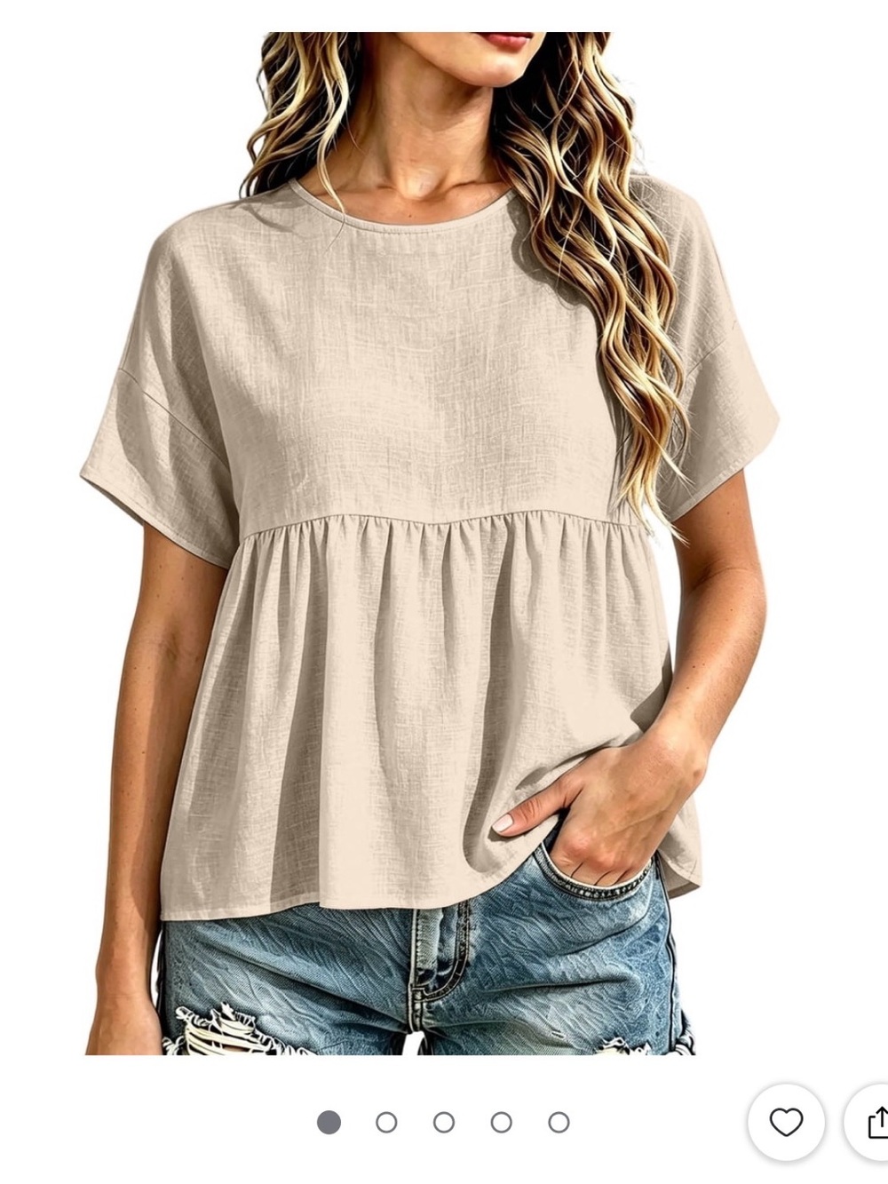 Women’s Short Sleeve Peplum Top - ivory